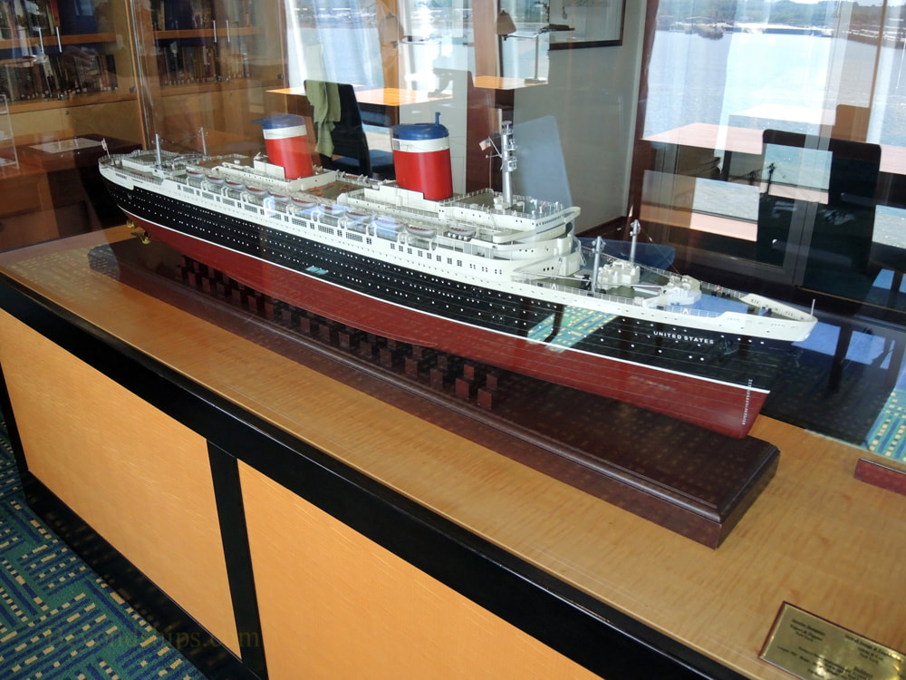 Norwegian Jade cruise ship, model of SS United States