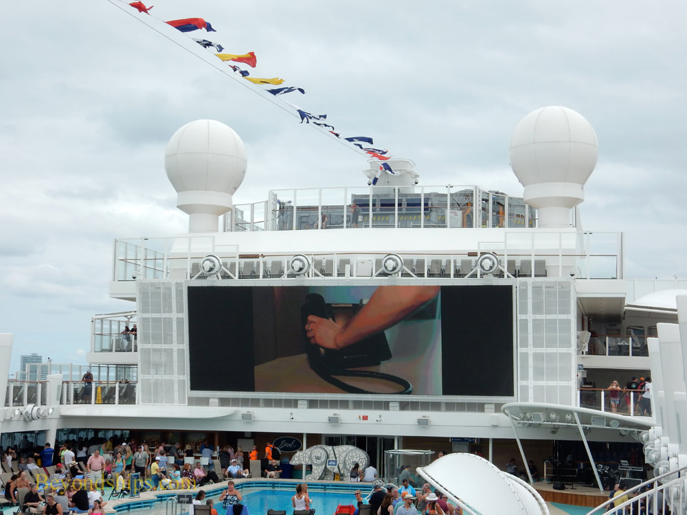 Norwegian Bliss cruise ship pool area video screen