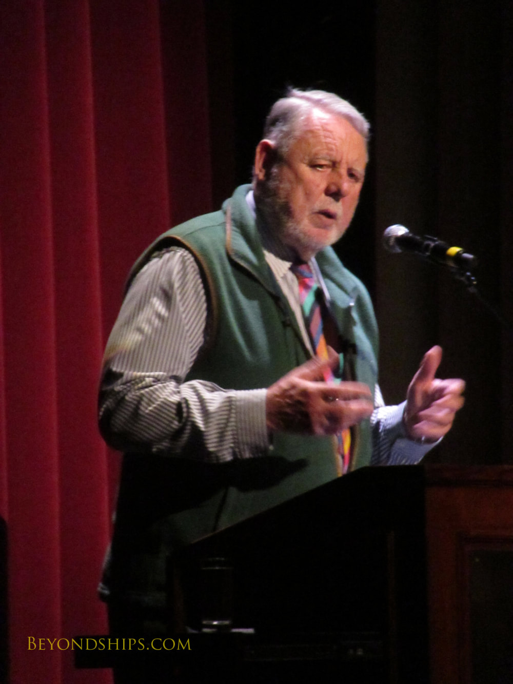 Terry Waite lecturing in Cruise ship Queen Victoria Royal Court Theatre