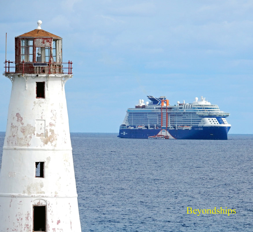 Cruise ship Celebrity Edge with lighthouse